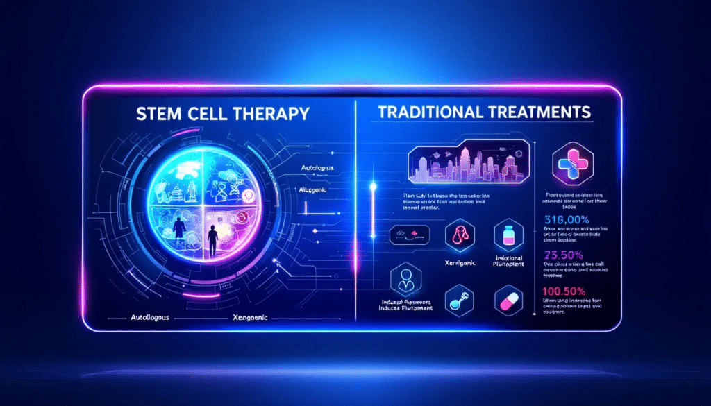 Comparison chart of stem cell therapy and traditional treatments.