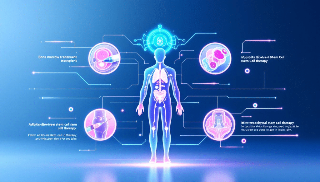 A diagram illustrating various administration methods for stem cell treatments.