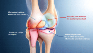 An illustration depicting mechanical arthritis in the joints.