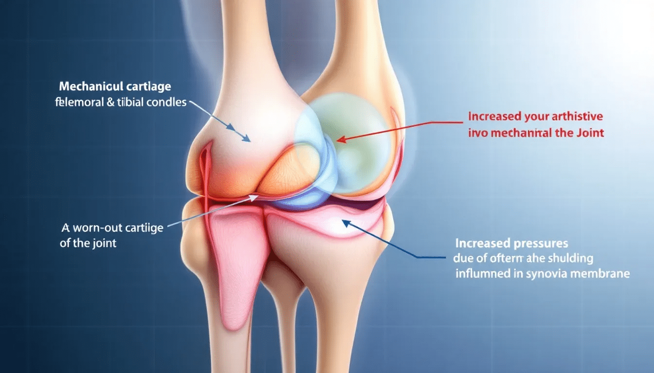 An illustration depicting mechanical arthritis in the joints.