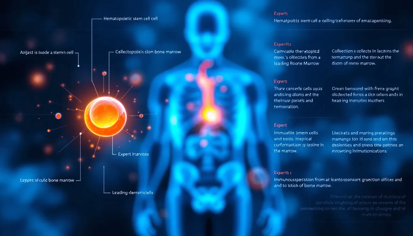 An infographic explaining the process of hematopoietic stem cell transplants and their benefits.