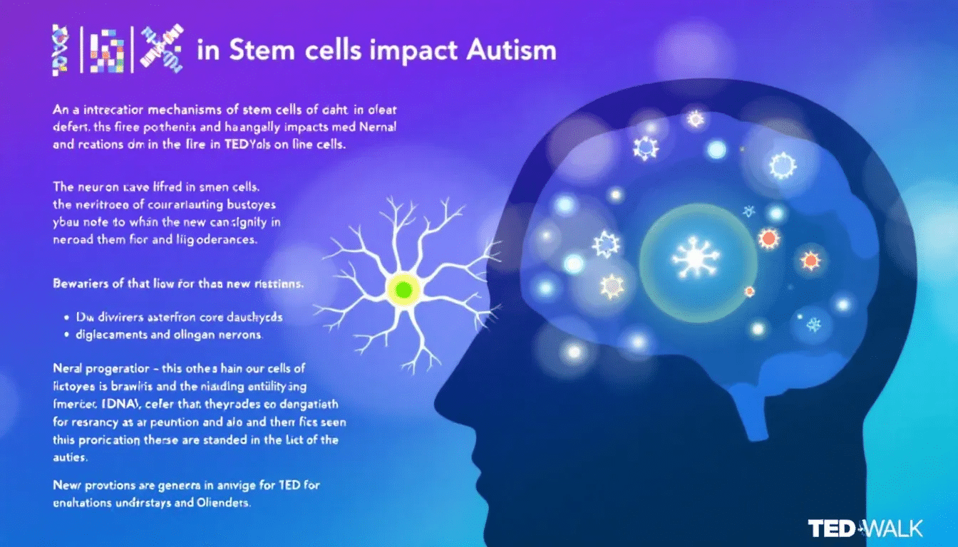 An infographic illustrating mechanisms of action for stem cells impacting autism, highlighting brain development.